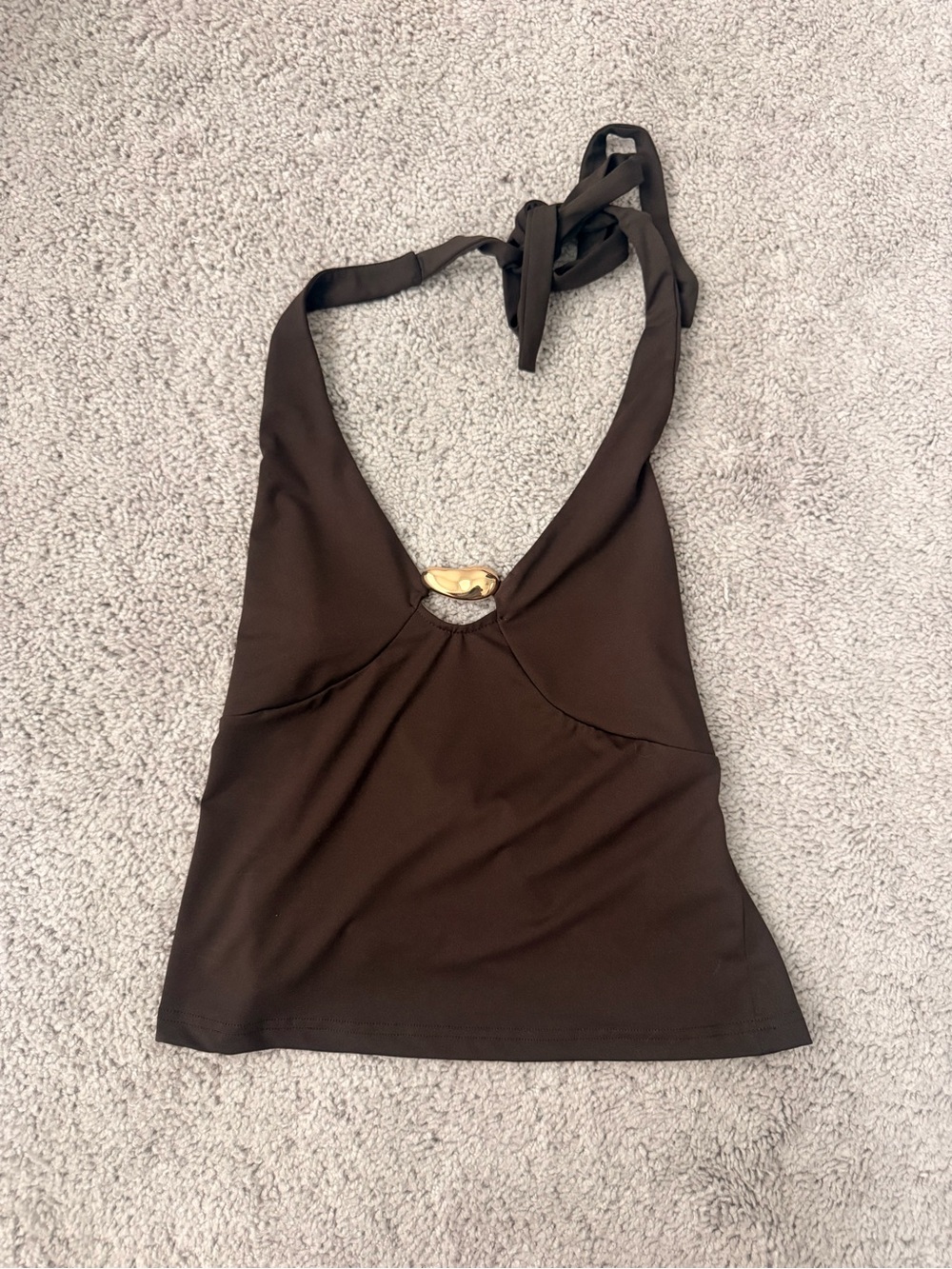 Brown Halter Camisole with Gold Accent